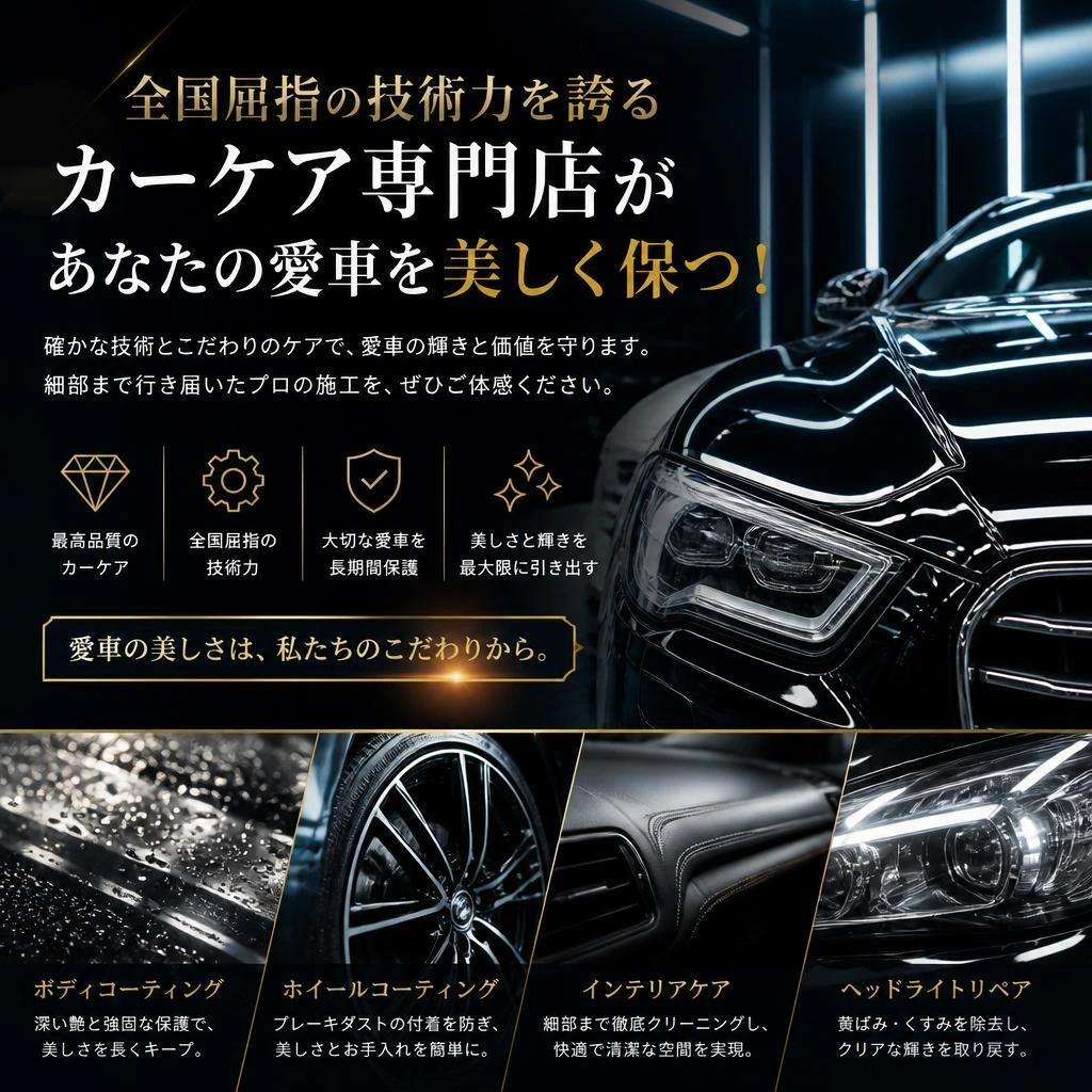 全国屈指の技術力を誇るカーケア専門店があなたの愛車を美しく保つ！