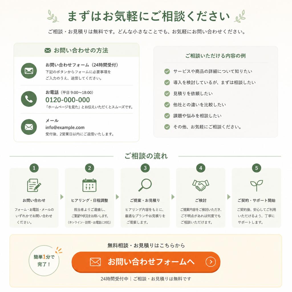 お気軽にお問い合わせを！